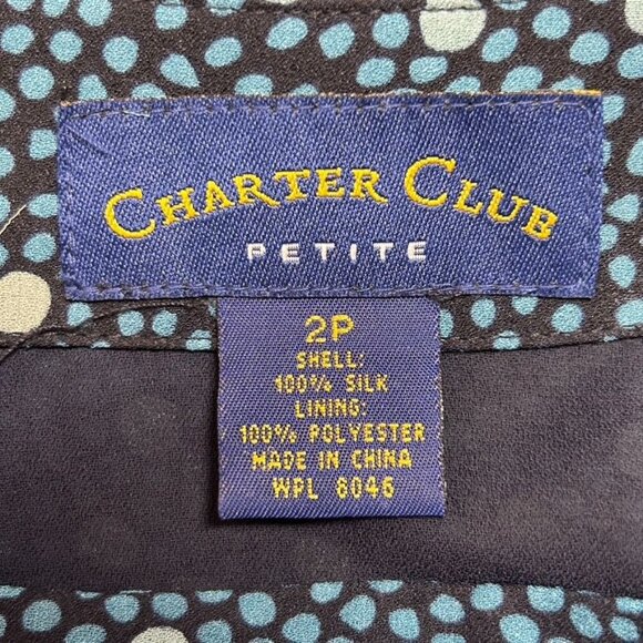 Charter Club Petite Silk Polka Dot Skirt in Blue - Size 2P - Picture 4 of 5